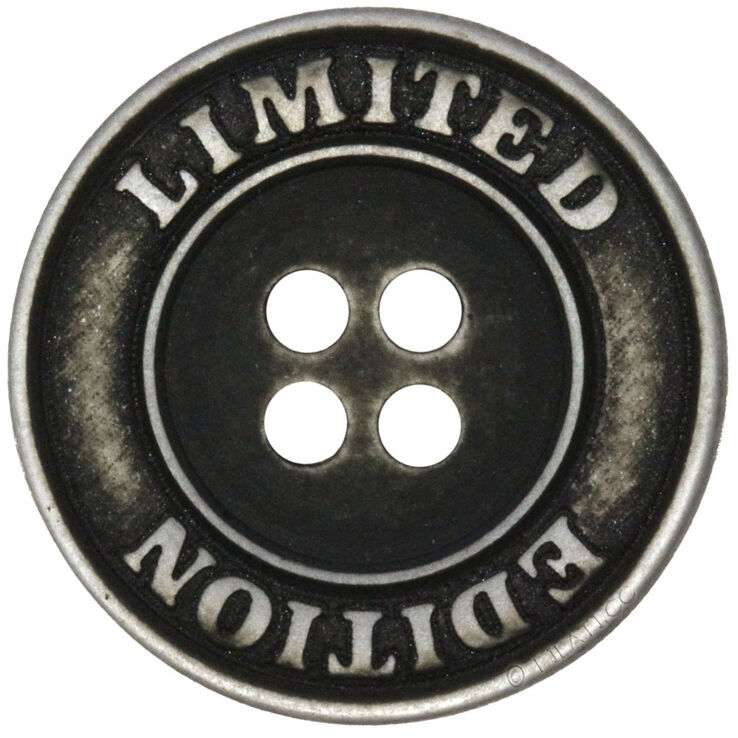 Union Knopf 4-reikäinen nappi 15mm | 7882-tummanharmaa/hopea