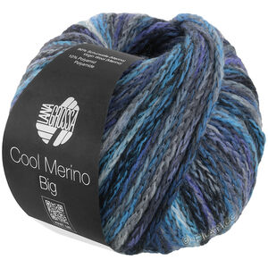 Lana Grossa COOL MERINO Big Color | 410-harmaa/mintunturkoosi/tummansininen/royal/sinivioletti