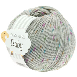 Lana Grossa COOL WOOL Baby Uni/Print 50g | 358-vaaleanharmaa/oranssi/vihreä/syklaami
