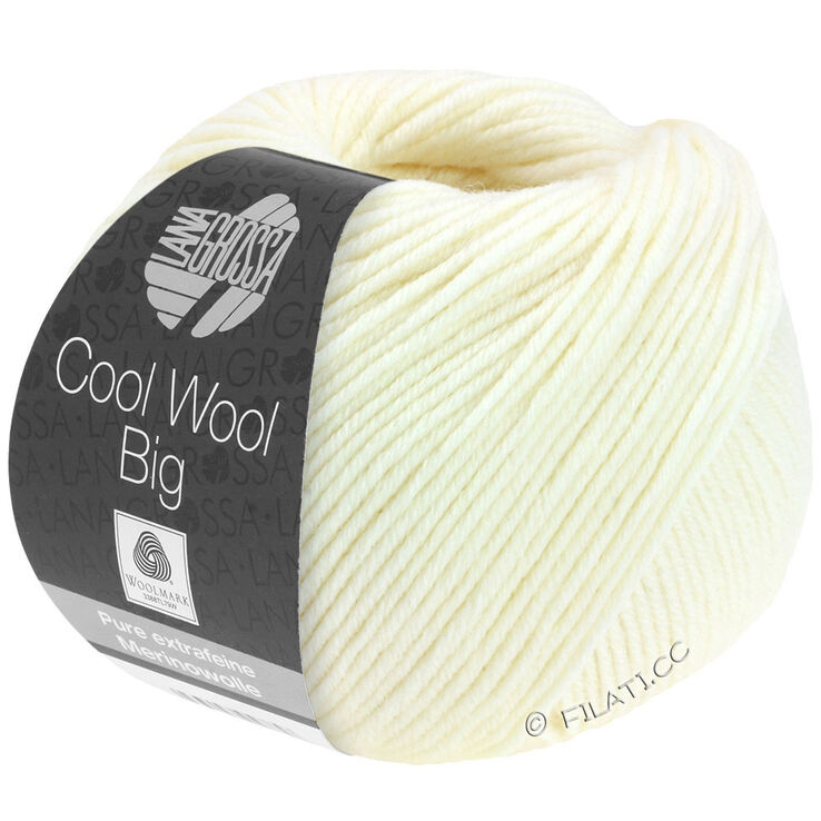 Lana Grossa COOL WOOL Big  Uni/Melange | 0601-luonnonvalkoinen