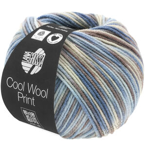 Lana Grossa COOL WOOL  Print | 763-vaaleansininen/greige/harmaanruskea/siniharmaa