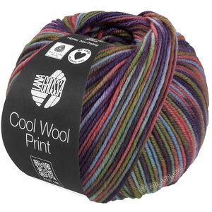 Lana Grossa COOL WOOL  Print | 838-vaaleansininen/harmaanvihreä/kameli/kanerva/sinilila