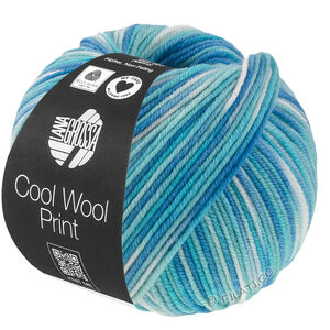 Lana Grossa COOL WOOL  Print | 844-turkoosi/vaaleansininen/asuurinsininen/luonnonvalkoinen