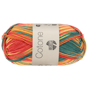 Lana Grossa COTONE  Print/Spray/Mouliné | 344-tummanvihreä/ruoste/keltainen/punainen