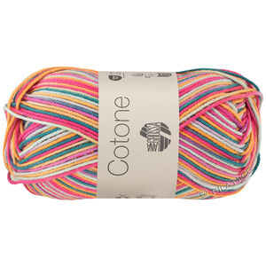 Lana Grossa COTONE  Print/Spray/Mouliné | 356-oranssi/pinkki/lila/merenvihreä/pehmeä vihreä