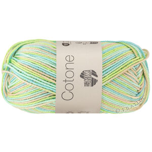 Lana Grossa COTONE  Print/Spray/Mouliné | 359-vaalea beige/vaaleanvihreä/mintunturkoosi/pehmeä vihreä