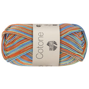 Lana Grossa COTONE  Print/Spray/Mouliné | 370-mandariini/harmaabeige/mintunvihreä/turkoosi