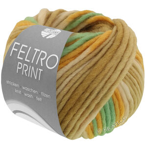 Lana Grossa FELTRO Print | 1312-vihreänbeige/smaragdi/kullankeltainen