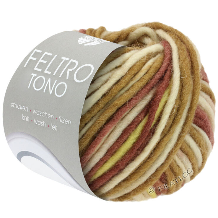 Lana Grossa FELTRO Tono | 1051-harmaabeige/khaki/keltainen/bordeaux/vanharoosa