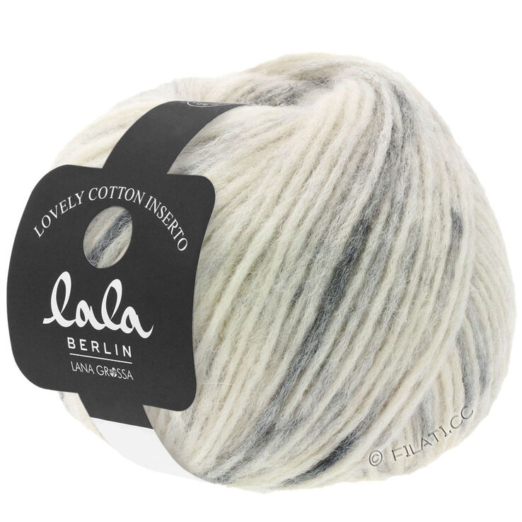 Lana Grossa LOVELY COTTON Inserto (lala BERLIN) | 101-luonnonvalkoinen/harmaa