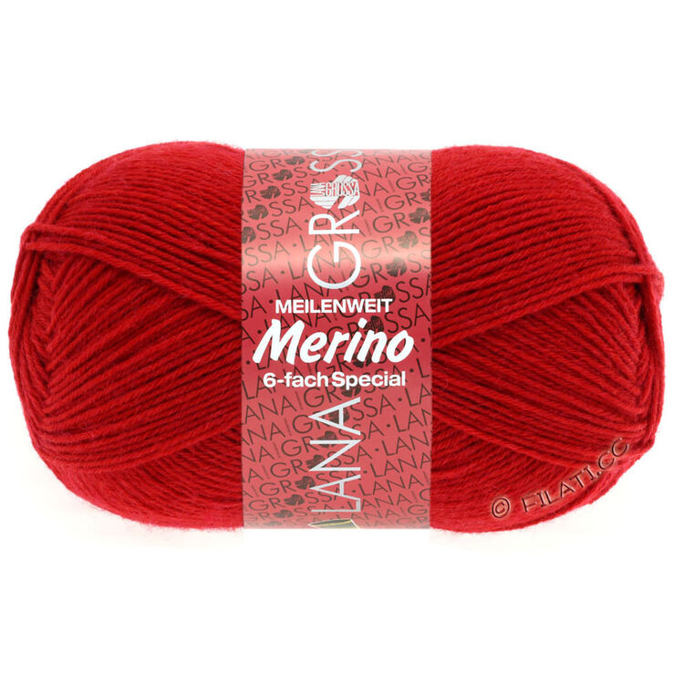 Lana Grossa MEILENWEIT 6-FACH 150g Merino | 01-punainen