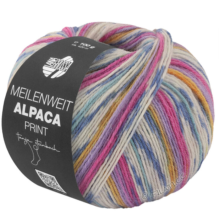 Lana Grossa MEILENWEIT 6-FACH 150g Alpaca Print | 1109-fuksia/lila/violetti/sahraminkeltainen/valkoinen/harmaansininen/farkku