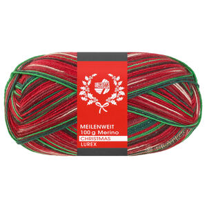 Lana Grossa MEILENWEIT 100g Merino Christmas Lurex | 6809-vaaleanvihreä/tummanruskea/oranssi/valkoinen/tummanpunainen/tummanvihreä