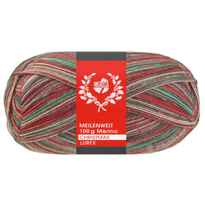 Lana Grossa MEILENWEIT 100g Merino Christmas Lurex | 6810-valkoinen/tummanvihreä/tummanruskea/oranssi/vaaleanvihreä