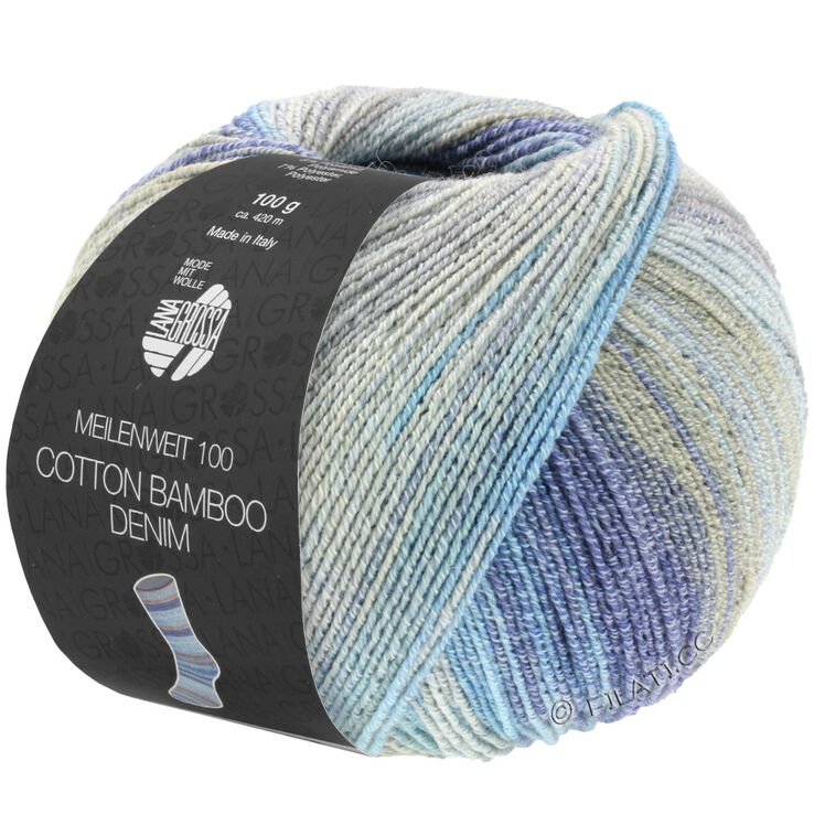 Lana Grossa MEILENWEIT 100g Cotton Bamboo Denim | 3311-hopeanharmaa/vaaleanharmaa/harmaa/vaalea beige/vaaleansininen/tummansininen
