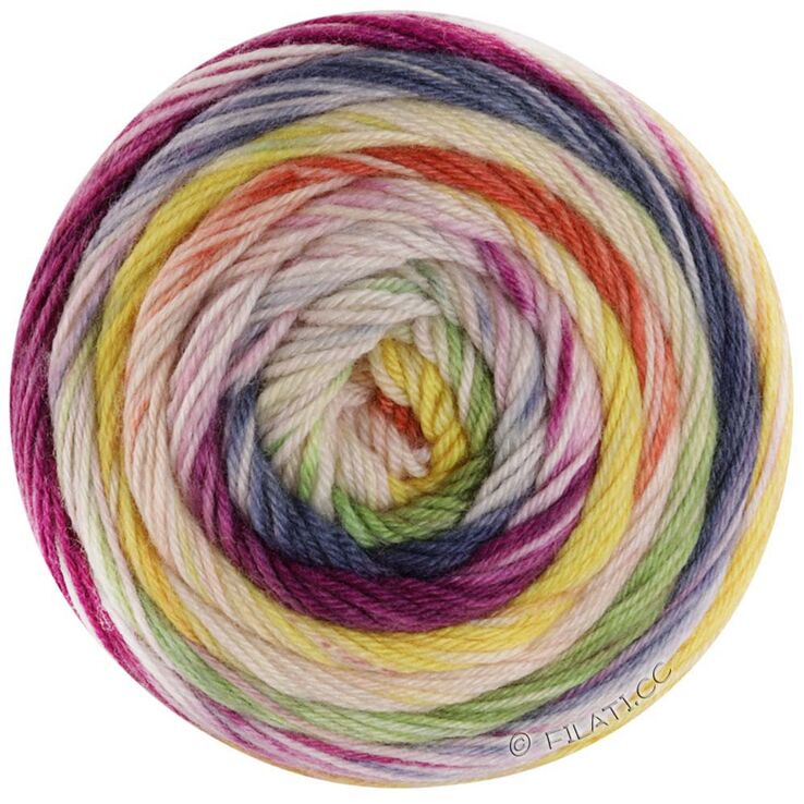 Lana Grossa MEILENWEIT 100g DUSK | 6201-tumma fuksia/ecru/tumma petrooli/toukokuunvihreä/oliivinvihreä/pehmeä keltainen/keltainen/oranssi/savenpunainen