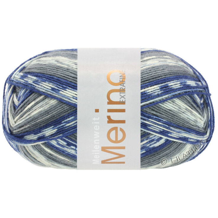 Lana Grossa MEILENWEIT 100g Merino Extrafine Denim Mix | 2601-vaaleanharmaa/tummanharmaa/tummansininen
