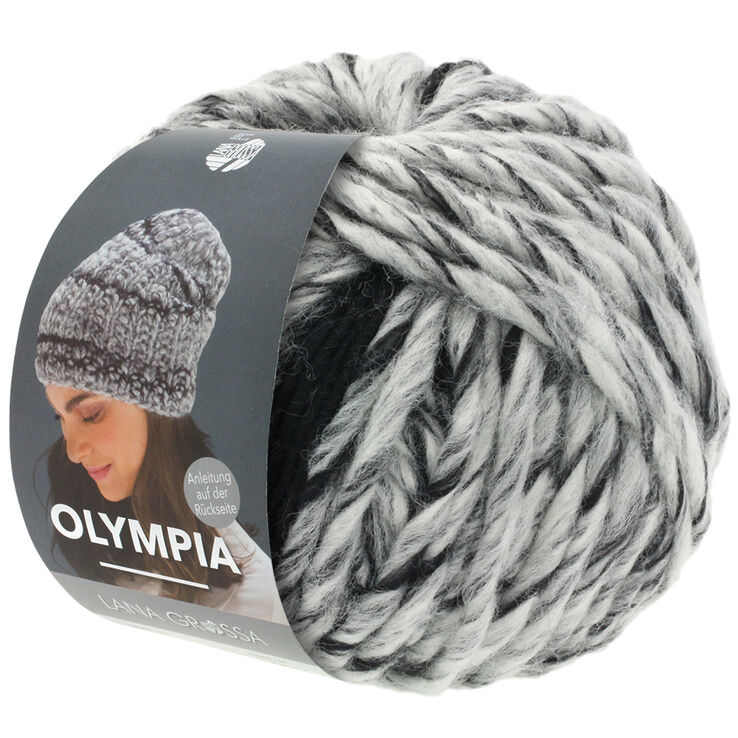 Lana Grossa OLYMPIA Denim | 251-musta/valkoinen meleerattu/tummanharmaa/musta
