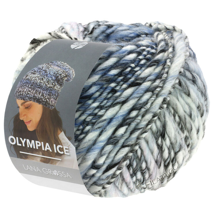 Lana Grossa OLYMPIA Ice | 321-musta/valkoinen/pastellinsininen/pastelliroosa/vaaleansininen