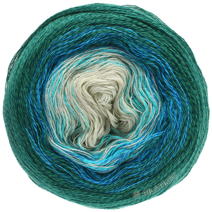 Lana Grossa SHADES OF MERINO COTTON | 401-ecru/turkoosi/gentiana/tumma petrooli
