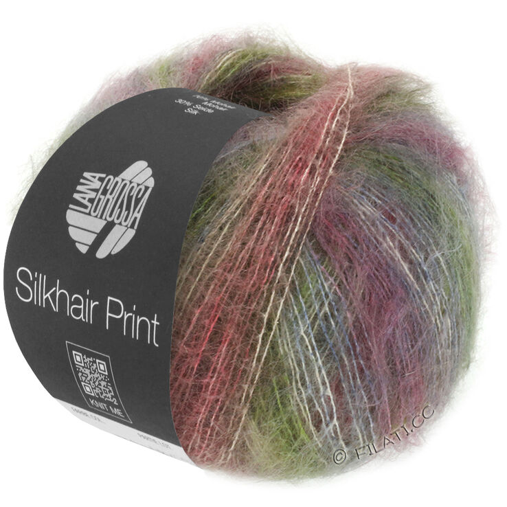 Lana Grossa SILKHAIR PRINT | 401-sammalenvihreä/taupe/harmaansininen/vanharoosa/beige