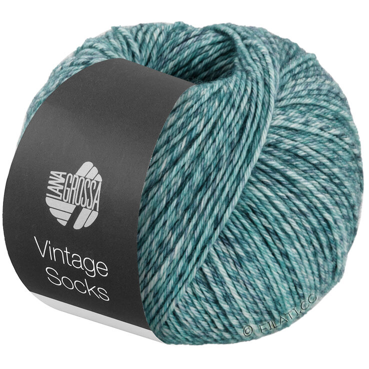 Lana Grossa Vintage Socks | 1003-minttu meleerattu/harmaansininen meleerattu/farkku meleerattu/petrooli meleerattu