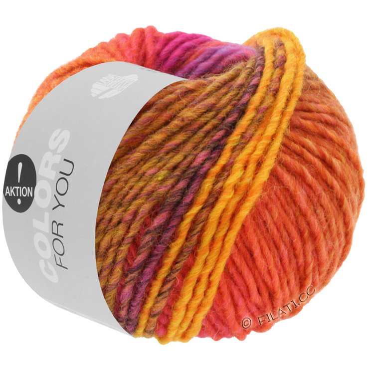 Lana Grossa COLORS FOR YOU | 139-fuksia/ruoste/oranssinkeltainen/tummanruskea/lila/punainen/koralli/oranssi