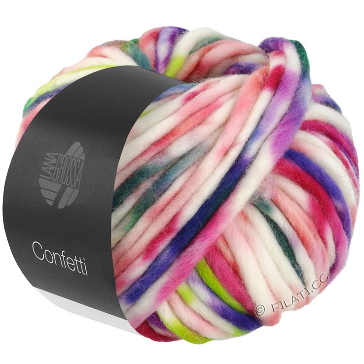 Lana Grossa CONFETTI Print | 02-mansikka/orvokki/fuksia/harmaanvihreä/sininen/valkoinen