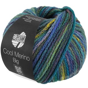 Lana Grossa COOL MERINO Big Color | 407-jade/petrooli/turkoosi/roosabeige/munakoiso/keltavihreä/royal/harmaansininen
