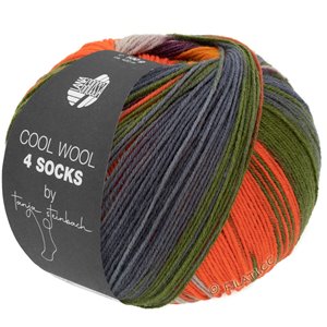 Lana Grossa COOL WOOL 4 SOCKS PRINT II | 7796-lila/tummanvihreä/koralli/harmaa/karhunvatukka/oranssi
