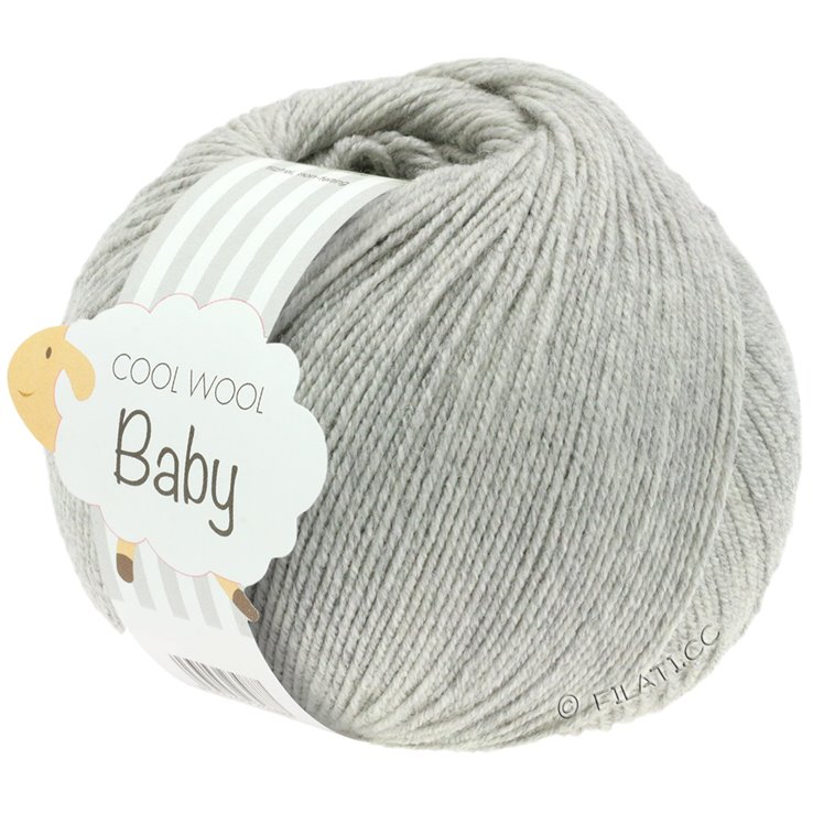 Lana Grossa COOL WOOL Baby Uni/Print 50g | 206-vaaleanharmaa meleerattu