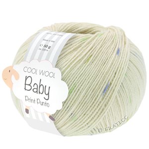 Lana Grossa COOL WOOL Baby Uni/Print 50g | 365-kerma/vaalea oliivi/pehmeä vihreä/siniharmaa