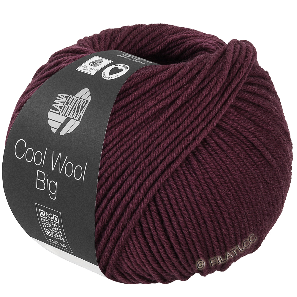 Lana Grossa COOL WOOL Big  Uni/Melange | 1044-mustanpunainen