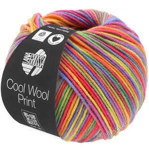 Lana Grossa COOL WOOL  Print | 703-lila/vihreä/vadelma/oranssi/keltainen/sininen