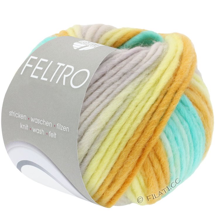 Lana Grossa FELTRO Line | 435-turkoosi/sinappi/vaaleanharmaa/vanilja