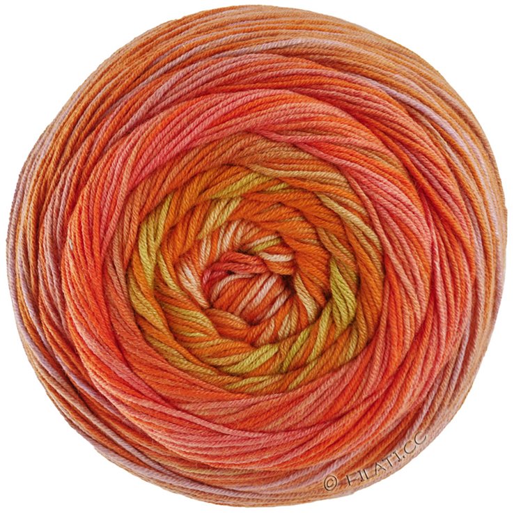 Lana Grossa GOMITOLO BALENO | 221-oranssi/lohenroosa/beige/vaaleanvihreä/vihreänbeige