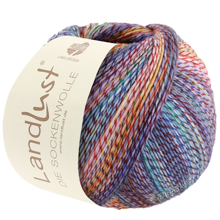 Lana Grossa LANDLUST DIE SOCKENWOLLE PRINT | 213-lila/keltainen/roosa/turkoosi/vihreä/punainen/tummansininen meleerattu