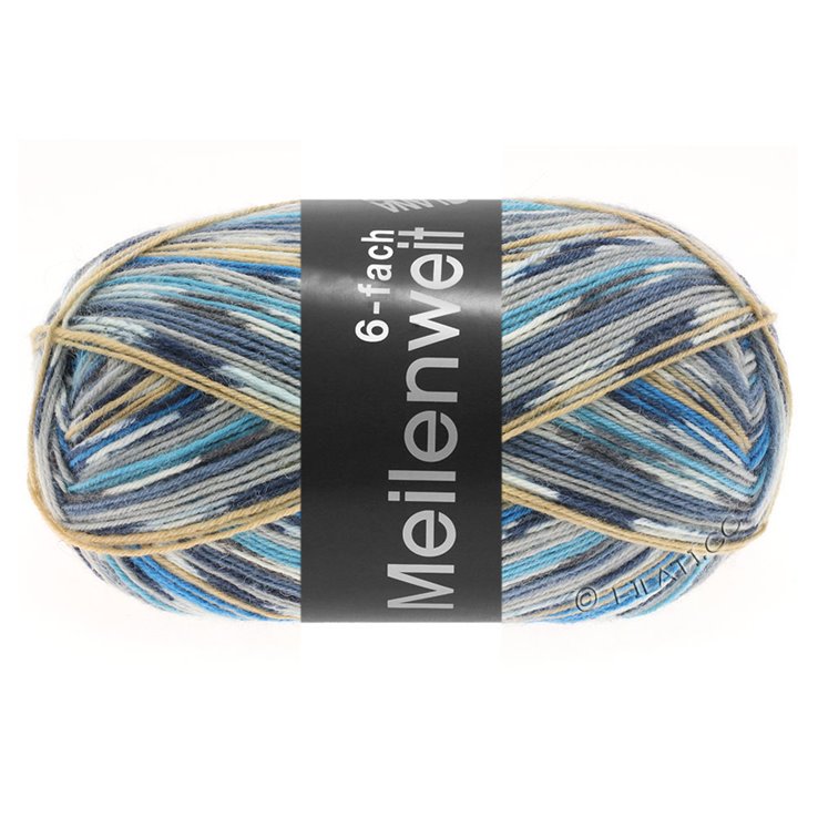Lana Grossa MEILENWEIT 6-FACH 150g Fantasy | 9559-petrooli/beige/ecru/hopeanharmaa/tummanharmaa/siniharmaa/antrasiitti/turkoosi