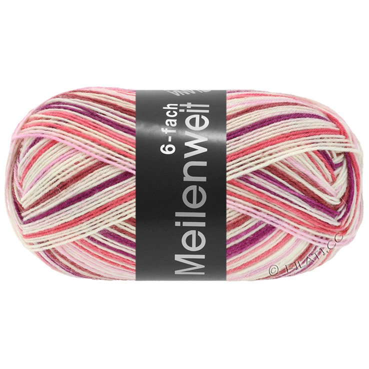 Lana Grossa MEILENWEIT 6-FACH 150g Fun | 9565-hopea/burgundi/fuksia/punainen/roosa