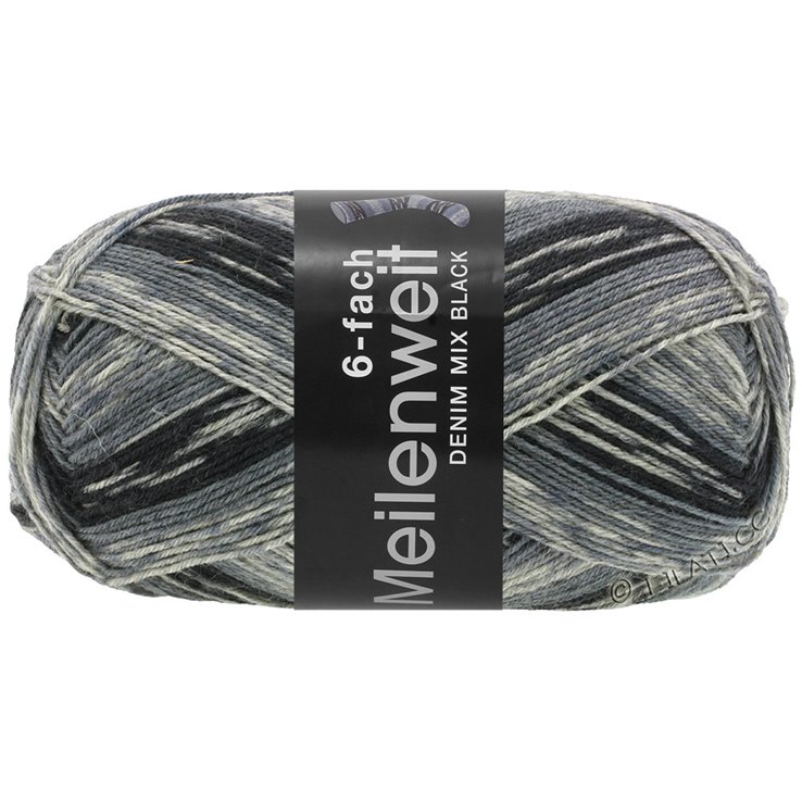 Lana Grossa MEILENWEIT 6-FACH 150g Denim Mix Black | 9595-