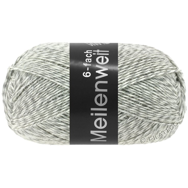 Lana Grossa MEILENWEIT 6-FACH 150g Mouliné/Tweed | 8501-vaaleanharmaa/valkoinen