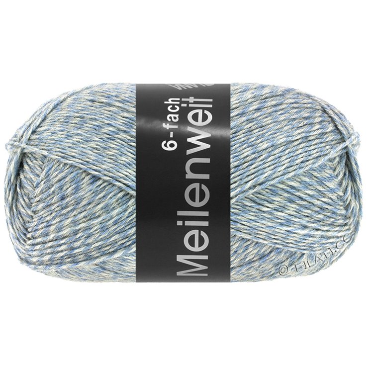 Lana Grossa MEILENWEIT 6-FACH 150g Mouliné/Tweed | 8502-vaaleansininen/ecru