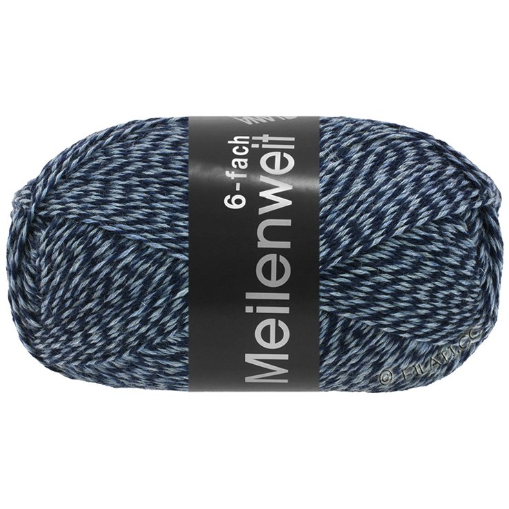 Lana Grossa MEILENWEIT 6-FACH 150g Mouliné/Tweed | 8503-tummansininen/vaaleansininen