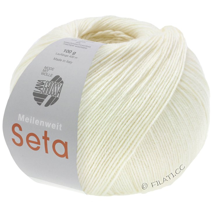 Lana Grossa MEILENWEIT 100g Seta | 01-valkoinen