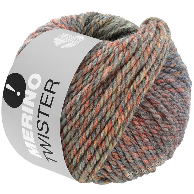 Lana Grossa MERINO TWISTER | 01-siniharmaa/harmaa/ruusupuu/vihreänharmaa