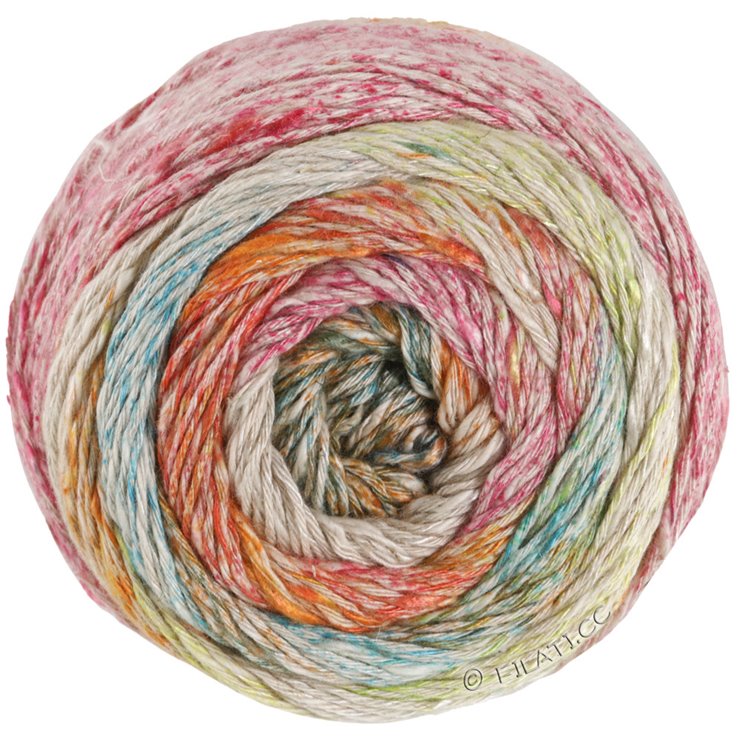 Lana Grossa MOSAICO (Linea Pura) | 004-harmaanvihreä/oranssi/vaalea beige/pinkki/lohi/vanilja/pistaasi