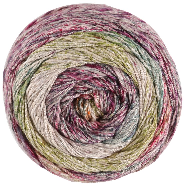 Lana Grossa MOSAICO (Linea Pura) | 006-harmaabeige/harmaa/karhunvatukka/fuksia/petrooli/vaalea oliivi/oranssi