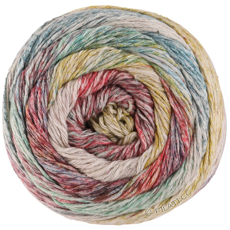 Lana Grossa MOSAICO (Linea Pura) | 011-metsänvihreä/turkoosi/harmaansininen/vaaleanpunainen/sinappi/luonto/harmaa