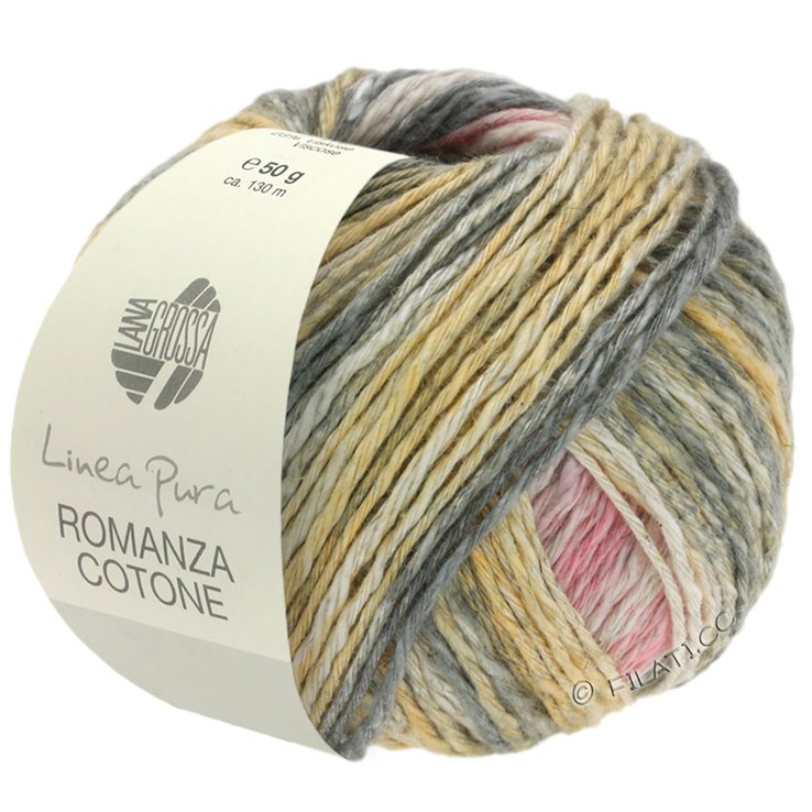 Lana Grossa ROMANZA COTONE (Linea Pura) | 01-roosa/harmaa/beige