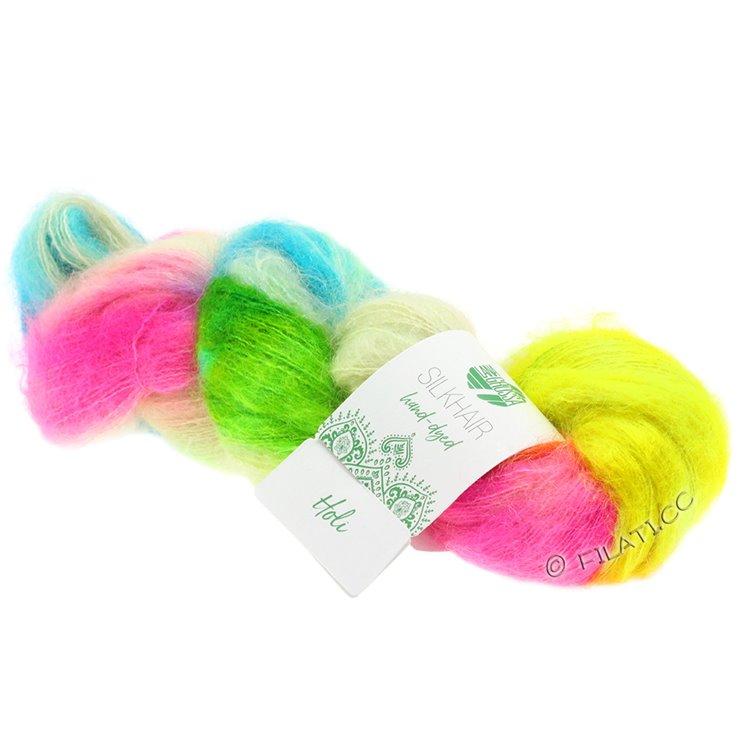 Lana Grossa SILKHAIR Hand-dyed | 601-haaleanharmaa/haalea roosa/sitruksenkeltainen/keltavihreä/pinkki/tummanvihreä/syklaami/petrooli